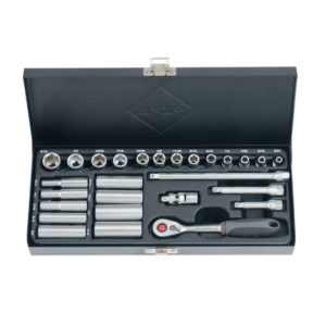 Topplyklasett 1/4" 27stk Tommu