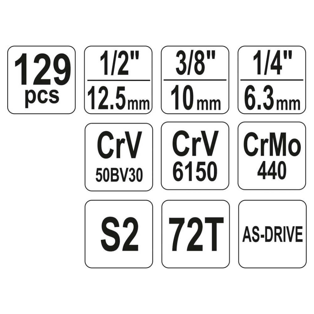 Verkfærasett 1/4", 3/8", 1/2" 129 stk. - Image 6