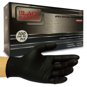 Einnota hanskar Barrier Nitrile svartir