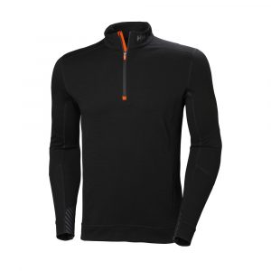 Innanundir Peysa Lifa Merino Hálfrennd M/kraga Svört