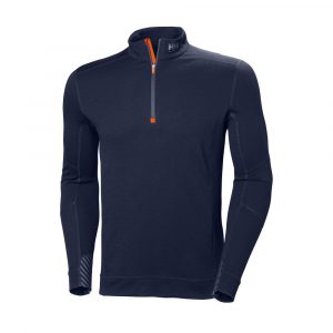 Innanundir Peysa Lifa Merino Hálfrennd M/kraga Navy Blár